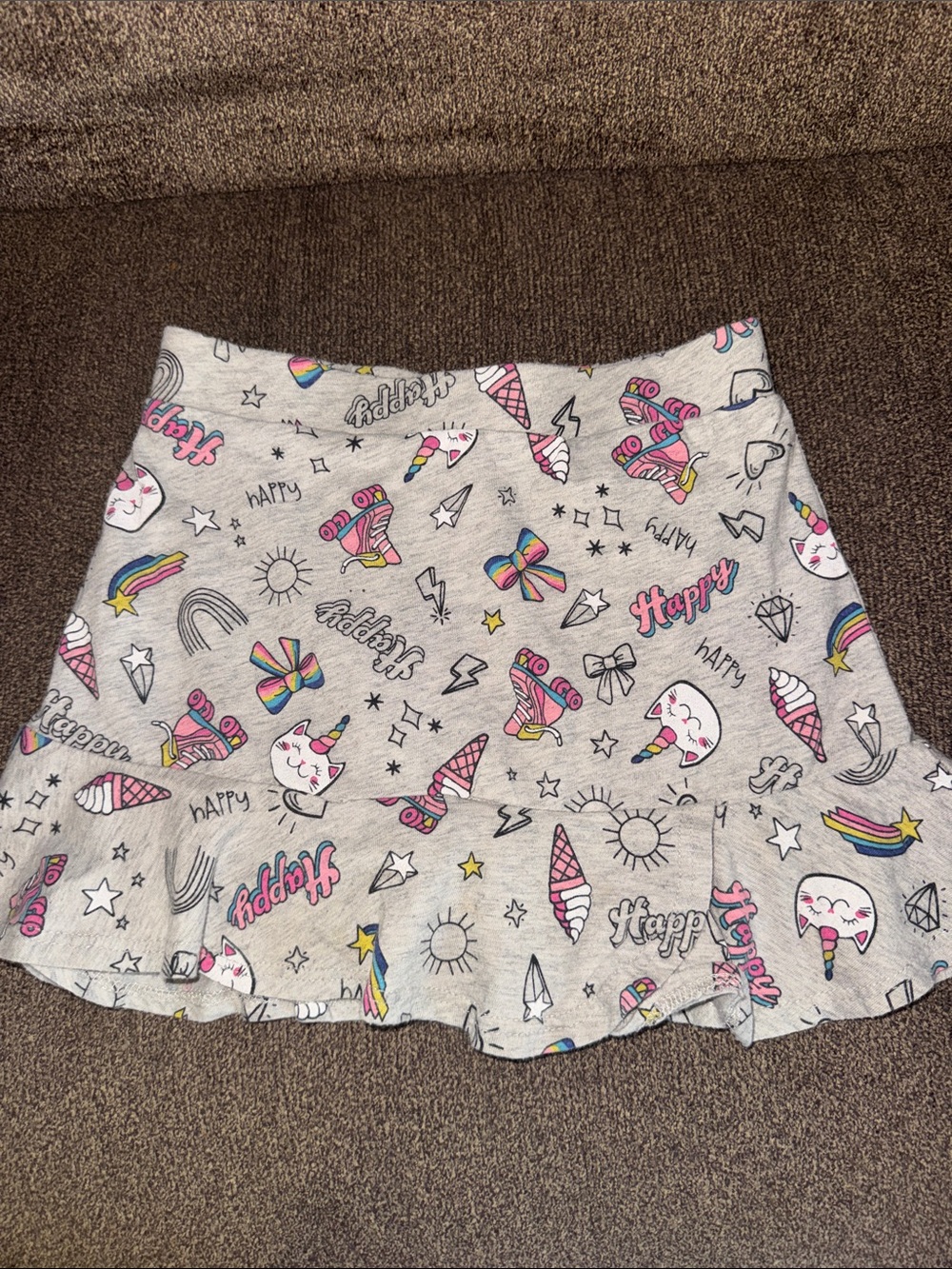 Garanimals Gray Skater Skirt/Skort with Pink & Yellow Unicorns and Rainbows